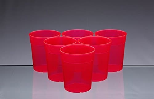 Image of AIOS Dishwasher Safe Stackable Neon Red Plastic Cups/Beakers/Tumblers 250ml (Set of 6)