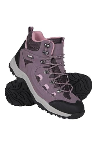 Image of Mountain Warehouse Adventurer Womens Boots - Waterproof Rain Boots, Synthetic & Textile Walking Shoes - For Spring Summer, Hiking & Trekking Lilac Adult Shoe Size 4