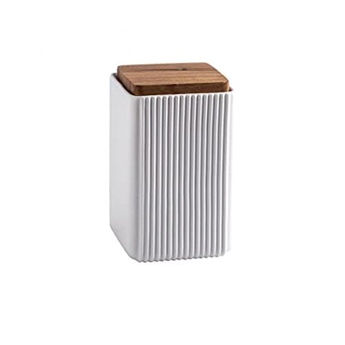Image of YYW Square Food Storage Jar, Ceramic Cookie Jars Kitchen Canister with Airtight Lid, Great Food Storage Canister for Coffee Bean, Tea, Spices or Snacks Storage (White,Large Size,15cm*9.5cm)