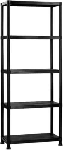 Image of Easy Shopping ® 4/5 Tier Black Heavy Duty 60CM Wide Plastic Shelving Unit Storage Organised Garage/Home/Pantry Racking Shelf Shelves Workbench Workman Bays Racking Tools