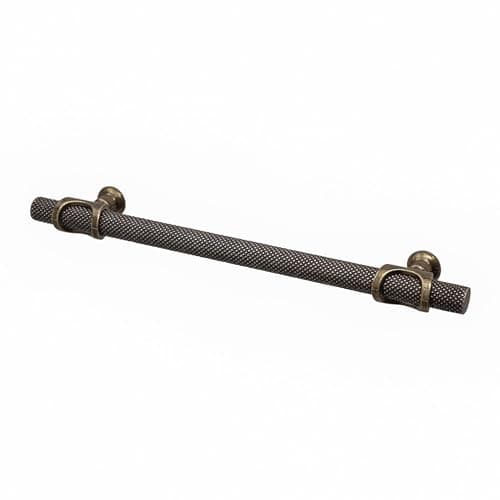 Image of Decoranddecor Amelia - Knurled Cabinet Handles | Aluminium T-Bar Kitchen Cupboard Handles | Furniture Knobs | 128mm Hole Centre, Antique Brass