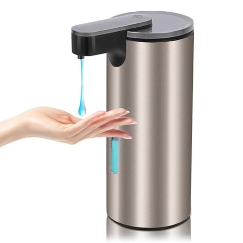 Image of MEKOTRIN Automatic Hand Soap Dispenser Rechargable Touchless Stainless Steel Liquid Hand Wash Soap Dispenser with 3 Adjustable Level, Shower Gel Dispenser 330ML for Kitchen Bathroom Commercial Hotel