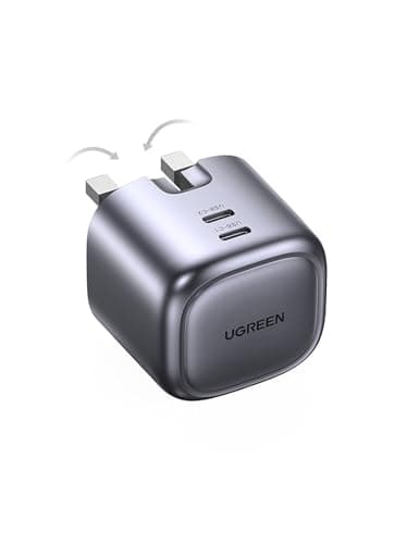 Image of UGREEN USB C Charger 45W Nexode GaN Dual Ports Plug Support PD 3.0/PPS Compatible with iPhone 17/16/15 Pro Max/15 Pro/15/14/13 Series, Galaxy S25/S24, iPad Air/Mini, Pixel 9, Steam Deck