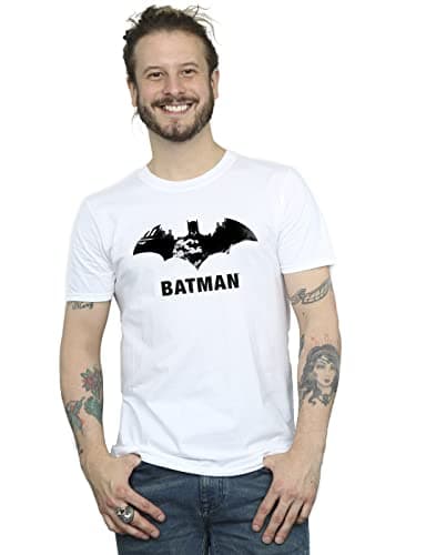 Image of DC Comics Men's Batman Black Stare Logo T-Shirt White XXXX-Large