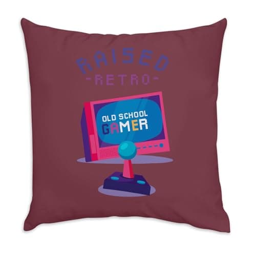 Image of Fabulous Red Velvet Cushion Cover - Raised Retro Gaming Video Games Vintage Game Classic Arcade - 40 x 40 cm Velvet Feel