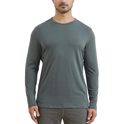 Image of netdraw Men's Ultra Soft Bamboo Viscose Long Sleeve T-Shirt Crew Neck Comfy Lightweight Casual Pajama Lounge Shirt, Oil Grey, XXL