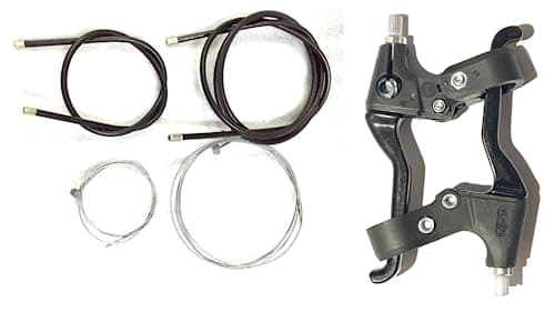 Image of AARNAV Pair of Black Brake Levers Three Finger for Mountain Bikes BMX MTB Bicycle Cycle Black Lever Set (Black Levers With Cabels Set)