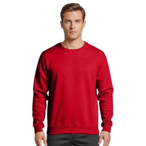 Image of Star and Stripes Large RED Crew Neck Cotton Sweatshirts Durable Jumpers Unisex Fitting Large