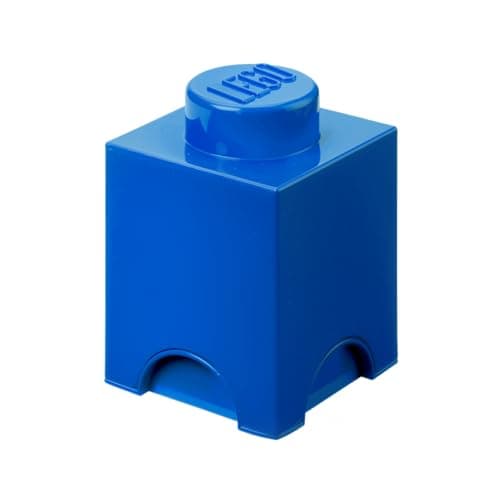 Image of LEGO Storage Brick 1 Knob Blue, Stackable Storage Box 1.2L - Plastic Storage Box with Lid, Desk Organizer and Toys