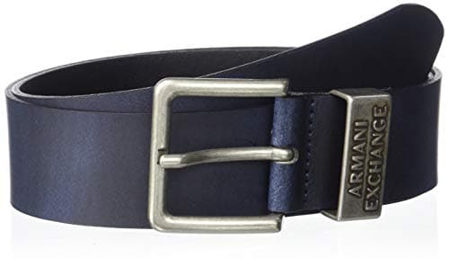 Image of Armani Exchange Men's Essential Metal Buckle Belt, blue, 30
