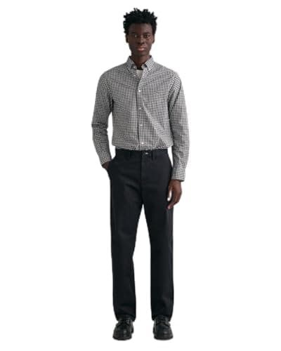 Image of GANT Men's Regular Twill Chinos Classic Trousers, Black, 32 W/32 L