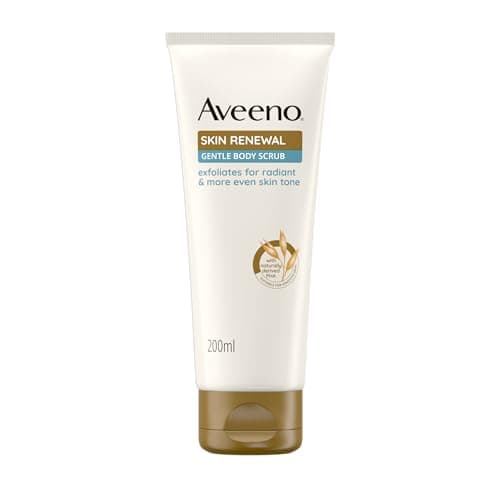 Image of Aveeno Skin Renewal Gentle Body Scrub (1x 200ml), Gentle Exfoliator with Nourishing Prebiotic Oat, 2% Naturally-Derived PHA & Smoothing Niacinamide, Body Scrub for sensitive Skin