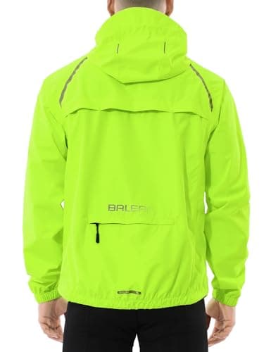Image of baleaf Waterproof Jacket Mens Cycling Jackets Reflective Running Outdoor Rain Coats Lightweight for Men Walking Hiking Packable Fluorescent Yellow M