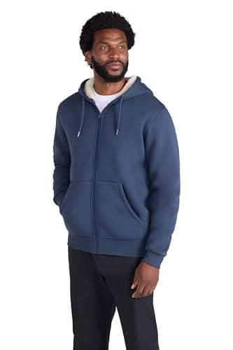 Image of Mountain Warehouse Dalton Mens Borg Lined Hoodie - Fleece Lining, Adjustable Hood, Zipped closure, Kangaroo Pocket Top - Best for Autumn Outdoors, Winter, Walking Navy M