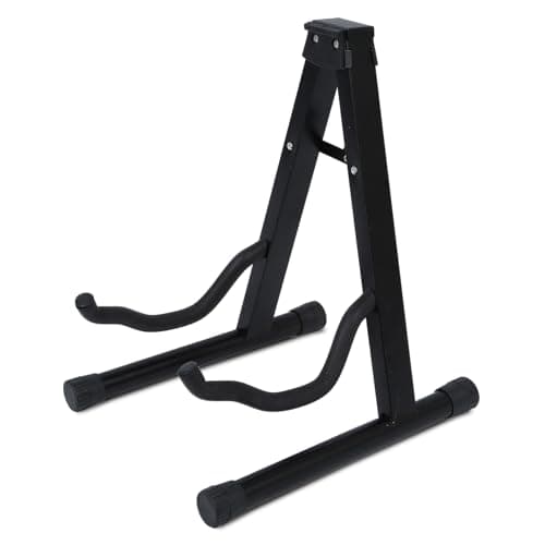 Image of KEPLIN Guitar Stand - Universal A Frame Black – Foldable Portable Floor Stand for Acoustic Electric & Bass Guitars, Lightweight Compact Guitar Holder for Home Studio Stage Practice Gig Musicians