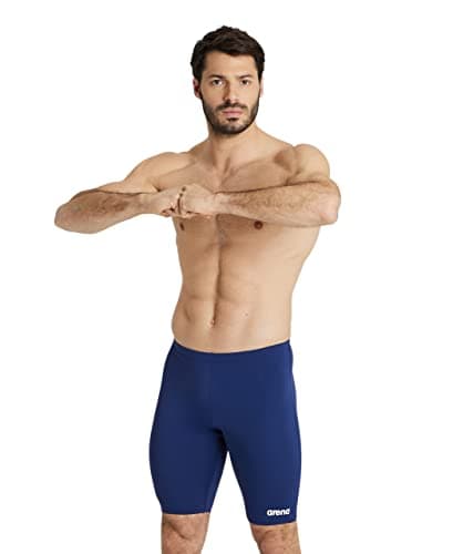 Image of Arena Men's Performance Solid Team Jammer Swim Trunks, Navy/White, 30