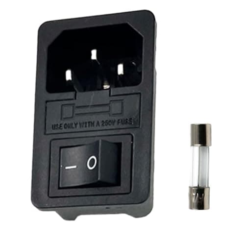 Image of IEC 320 C14 AC Power Inlet Socket with Rocker Switch and Fuse Holder, 250V 10A, Plastic and Metal, Red Black Silver, 1 Pack