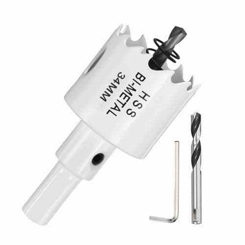 Image of DTGN 1-11/32" Bi-Metal Hole Saw M42 HSS - 34mm Hole Cutter - Good for Thick Stainless Steel/Alloy/Aluminium/Brass/Copper - White