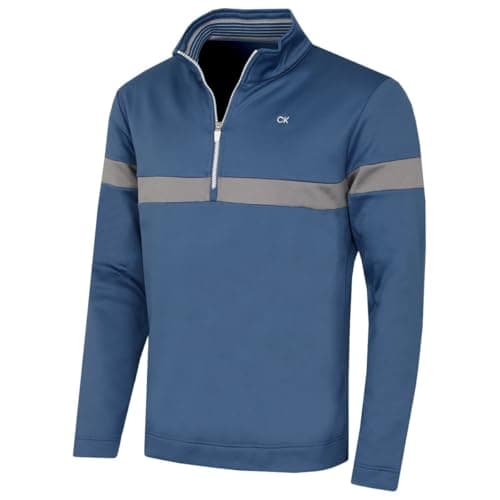 Image of Calvin Klein Mens Scale CK Insul-Lite 1/2 Zip Sweater - Denim/Navy - L