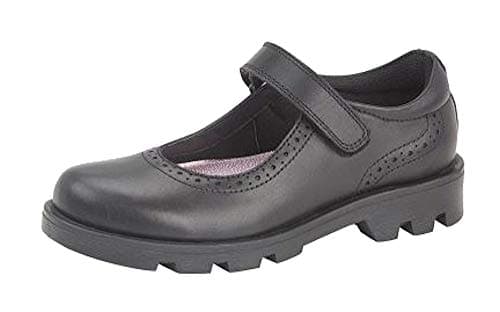 Image of Roamers Girls Leather Touch Fastening Bar Shoe (5 UK) (Black)