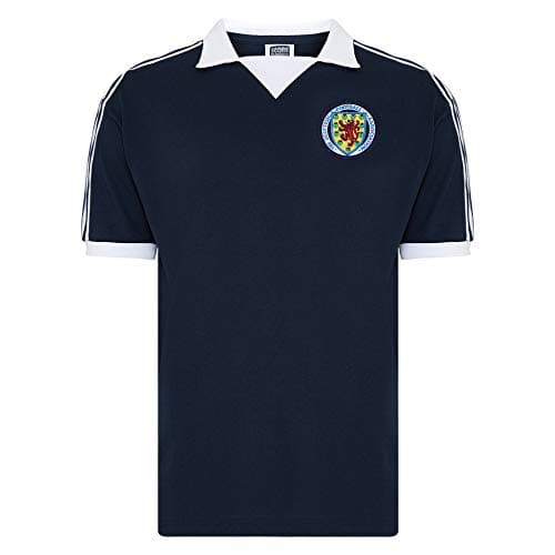 Image of Score Draw Scotland 1978 Retro Football Shirt Blue Medium Cotton