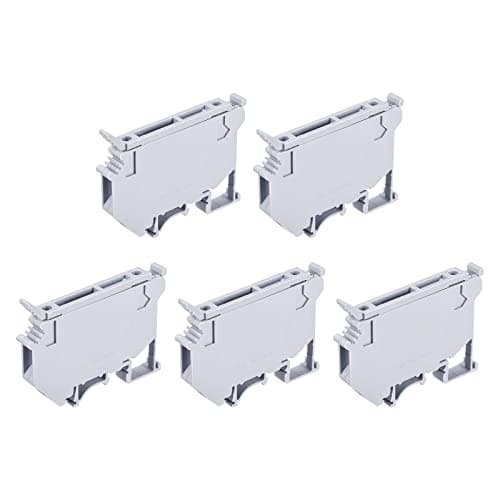 Image of sourcing map DIN Rail Mount Fuse Holder Terminal Blocks Screw Type Grey UK5 Pack of 10