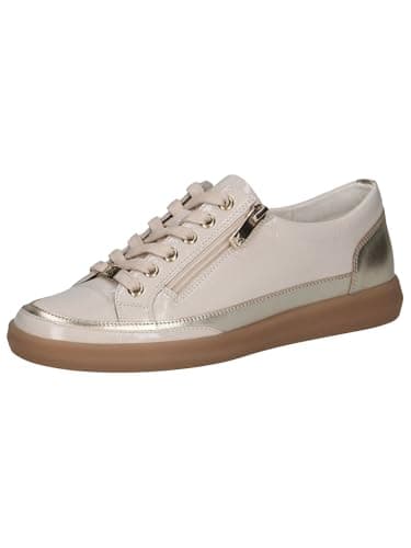 Image of CAPRICE Women's Low-top Leather Sneakers with Zipper, Beige (Cream/Gold), 6 UK
