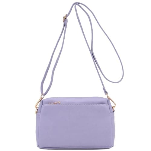 Image of FashionPuzzle Triple Zip Small Crossbody Bag, Lavender, One Size