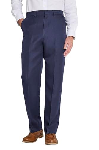 Image of Chums Men's Formal Elasticated Trousers Comfort Fit Pants Smart Trousers for Men Navy 34W / 29L