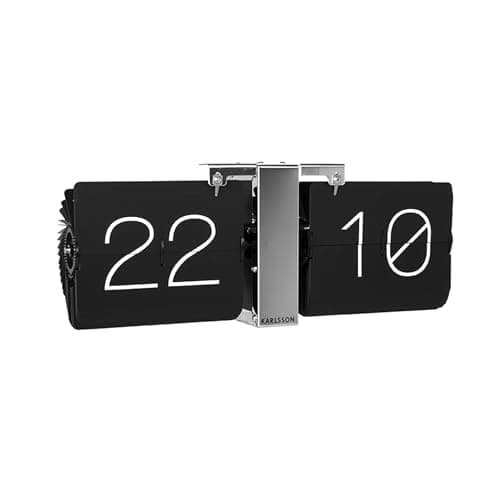 Image of Karlsson Flip Clock No Case Black, Chrome Stand, Steel, 8.5 x 36 x 14 cm, KA5601BK