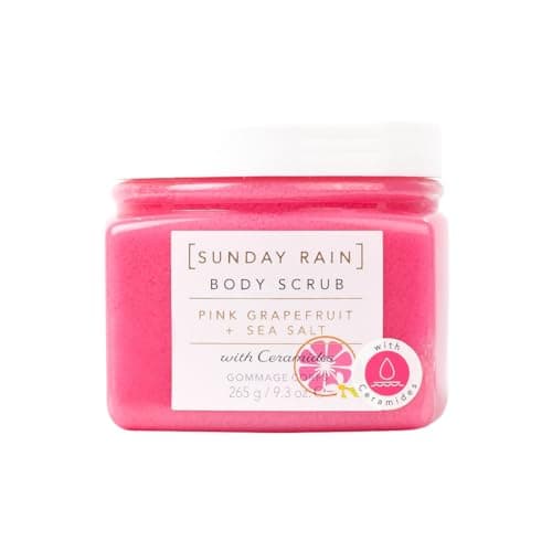 Image of Sunday Rain Pink Grapefruit and Sea Salt Body Scrub Exfoliator, Exfoliating and Nourishing, with Ceramides, Pink, 265g