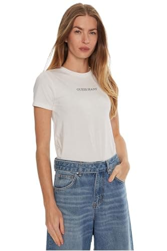 Image of GUESS Short Sleeve T-Shirt GJ Slim Logo Print W4YI01J1314, Bílý, M