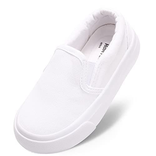 Image of Unisex Kids Canvas Shoes Toddlers Sneakers Breathable Slip-on Trainers Pumps Plimsoles for Boy and Girls White1 UK5