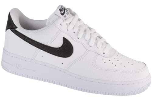 Image of NIKE Men's Air Force 1 '07 Basketball Shoe, White Black Dark, 8 UK