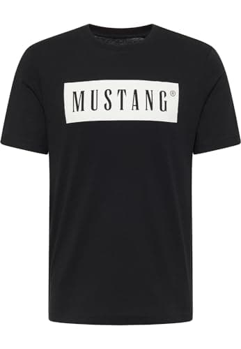 Image of MUSTANG Austin Men's T-Shirt Regular Fit S-3XL White Black Cotton, Black 4142, 5XL