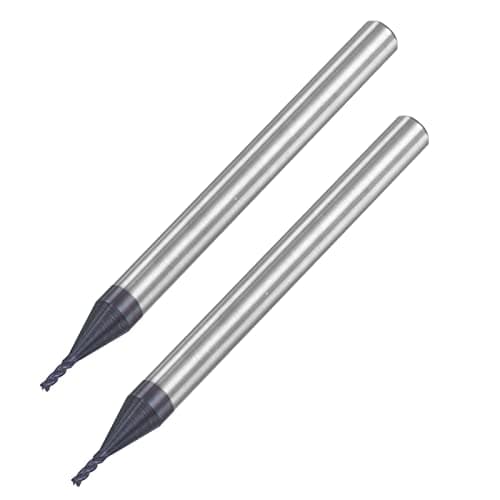 Image of sourcing map Square Nose End Mill, 1mm Tip Dia Solid Carbide AlTiN Coated CNC Router Bits 4 Flute Spiral Milling Cutter HRC45 with 4mm Shank 50mm (2-inch) Length, 2pcs