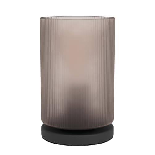 Image of Eglo Table lamp Colomera, Elegant Bedside lamp, Room Decoration Bedroom, Living Room Lighting, Black Metal and Smoked Glass, E27 Socket, Ø 12 cm