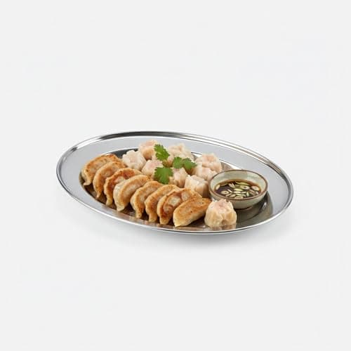 Image of WINSOME Serving Platter Stainless Steel Oval Dish - Multipurpose Food Tray for Dinner Buffet, Parties and Gatherings