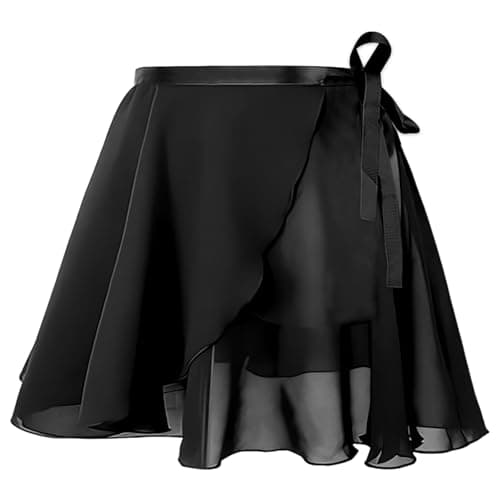 Image of AYBUY Women Ballet Wrap Skirt, Sheer Chiffon Dance Skirts with Adjustable Waist Tie Gymnastics Ballet Skirt for Adult Girls(Black)