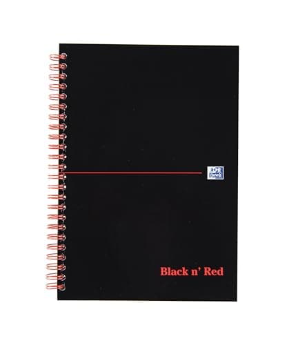 Image of Oxford Black n' Red A5 Glossy Hardback Wirebound Notebook, Ruled, 140 Page, 1 Notebook