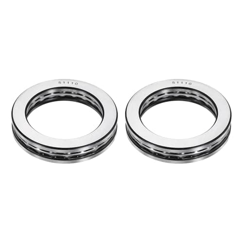 Image of sourcing map 2Pcs Thrust Ball Bearings, 50mm Bore 70mm OD 14mm Thick 51110 Single Row Roller, Chrome Steel Axial Ball Bearing, ABEC5