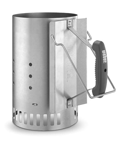 Image of Weber Rapidfire Chimney Starter for Charcoal Barbecues/BBQ Accessory, Lights Charcoal Briquettes Quickly Without Lighter Fluid, Aluminised Steel, 6 L Capacity, 32 cm x 20.5 cm x 32.5 cm