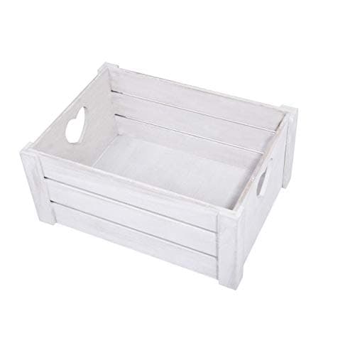 Image of Basic House Ltd Lovely Heart Cut Handle Vintage Wooden Crates Storage Tray Rack Shelves (3 x Small)