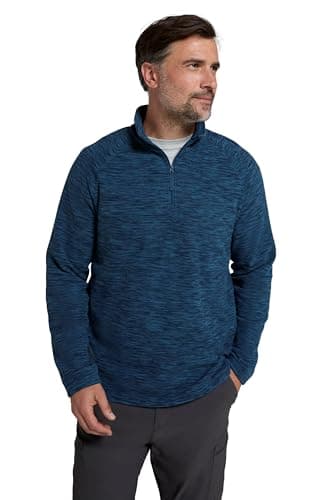 Image of Mountain Warehouse Snowdon Mens Micro Fleece Top - Breathable Antipill, Half Zip Collar Sweater, Quick Drying Smooth Pullover - For Spring Summer & Outdoors Indigo XL