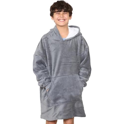 Image of A2Z 4 Kids Girls Boys Oversized Hoodie Snuggle with Plush Warmth Sherpa Fleece Lining - Snuggle 958 Grey Kids 11-14