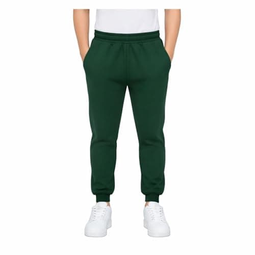 Image of KHIM Jogging Trouser Tracksuit Bottom Pant Kids Unisex Girls Boys Activewear (UK, Age, 7 Years, 8 Years, Regular, Green)