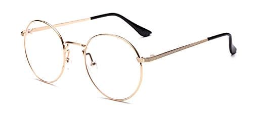 Image of Outray Vintage Inspired Classic Round Glasses Metal Frame Eyewear Clear Lens Glasses Gold