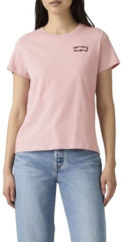 Image of Levi's Women's The Perfect Tee T-Shirt, Large Batwing, Gab Rose Bw Fill Zep, S