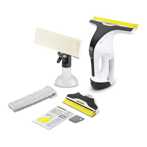 Image of Kärcher WV 7 Signature Line Cordless Window Vacuum Cleaner, Battery Life: 100 Minutes, LED Charge Level Indicator, 2 Suction Nozzles, Spray Bottle with 2 Microfibre Covers, Dirt Scraper, 20 ml Window