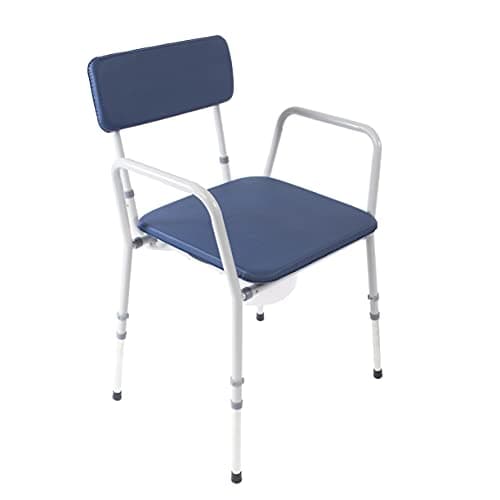Image of NRS Healthcare Compact Dovedale Height Adjustable Commode with Seat, Medium, Blue and White